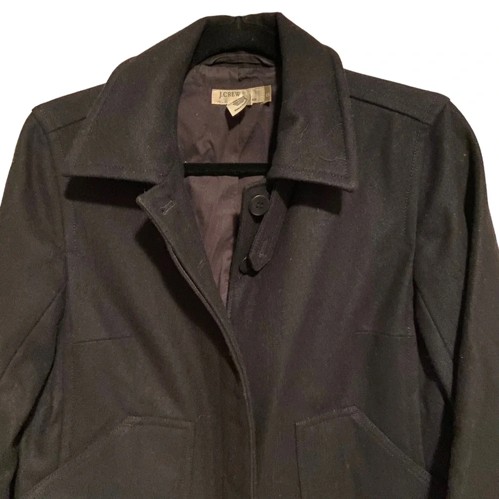 J. Crew Vintage Wool Pea Coat Womens XS Black Wool Blend Classic Button Pockets - Picture 4 of 10
